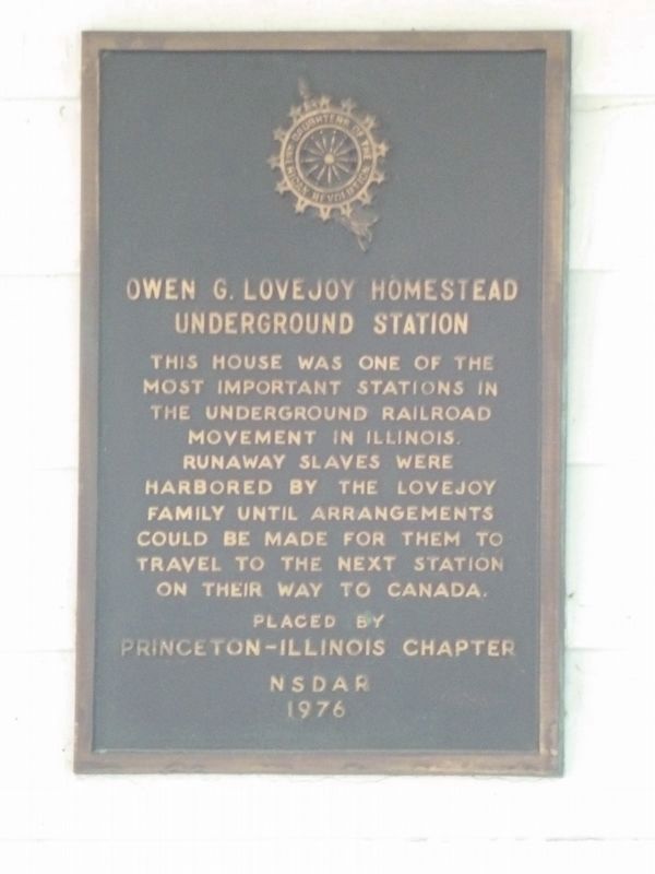 Owen G. Lovejoy Homestead Marker. Click for full size. Owen G. Lovejoy Homestead Marker image. Click for full size.