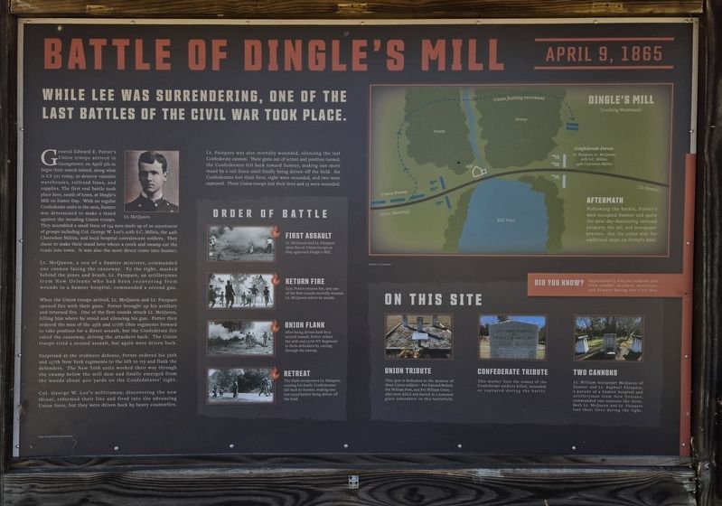 Battle of Dingle's Mill Marker. Click for full size. Battle of Dingle's Mill Marker image. Click for full size.