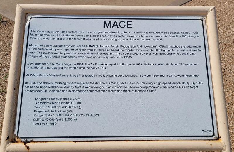 Mace Marker. Click for full size. Mace Marker image. Click for full size.