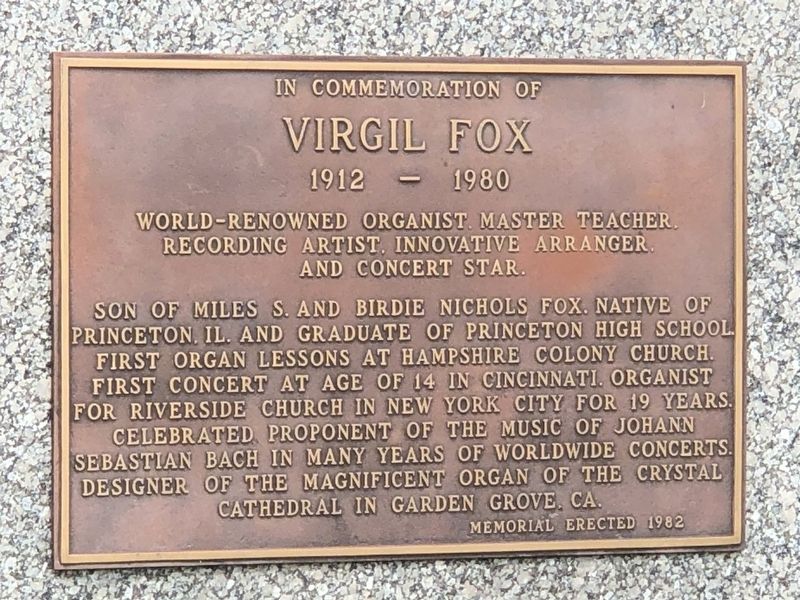 In Commemoration of Virgil Fox Marker image. Click for full size.