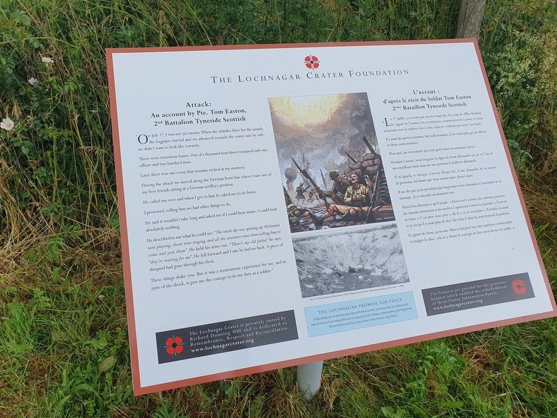 Attack: An account by Pte. Tom Easton, 2nd Battalion Tyneside Scottish Marker image. Click for full size.