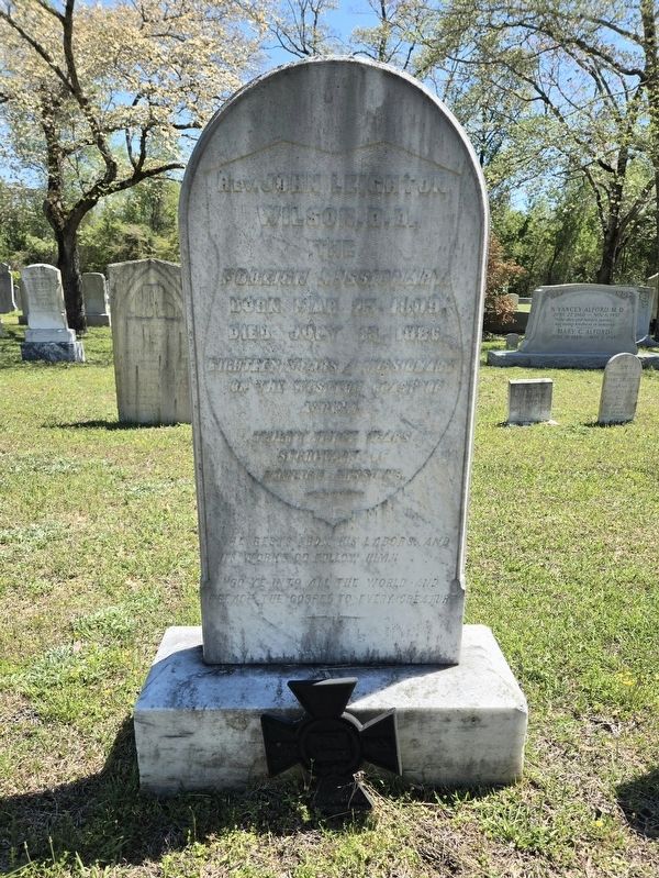 Gravestone of Rev. John Leighton Wilson, D.D., The Foreign Missionary. Click for full size. Gravestone of Rev. John Leighton Wilson, D.D., The Foreign Missionary image. Click for full size.