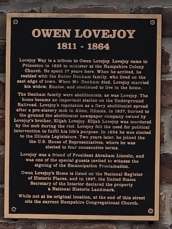 Owen Lovejoy Marker image. Click for full size.