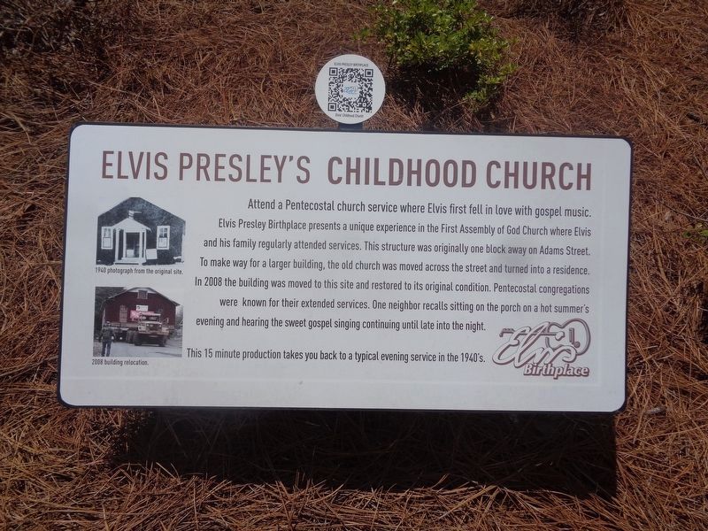 Elvis Presley's Childhood Church Marker. Click for full size. Elvis Presley's Childhood Church Marker image. Click for full size.