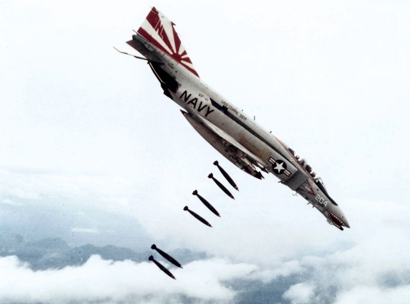F-4B VF-111 dropping bombs on Vietnam image. Click for full size.
