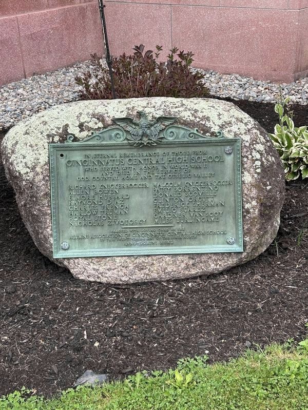 Cincinnatus Central High School World War II Memorial. Click for full size. Cincinnatus Central High School World War II Memorial image. Click for full size.