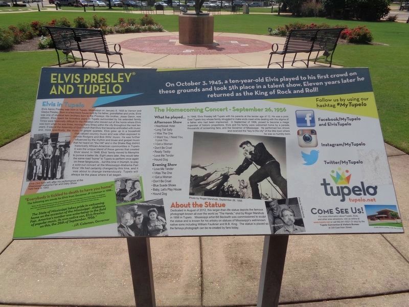 Elvis Presley and Tupelo Marker. Click for full size. Elvis Presley and Tupelo Marker image. Click for full size.