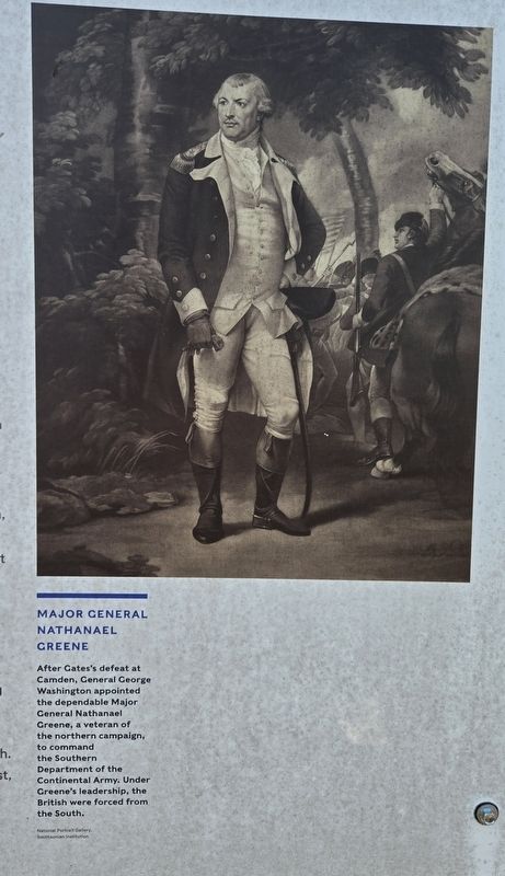 Closeup of Major General Nathanael Greene (right side of marker). Click for full size. Closeup of Major General Nathanael Greene (right side of marker) image. Click for full size.