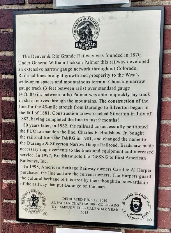 The Denver & Rio Grande Railway Marker. Click for full size. The Denver & Rio Grande Railway Marker image. Click for full size.