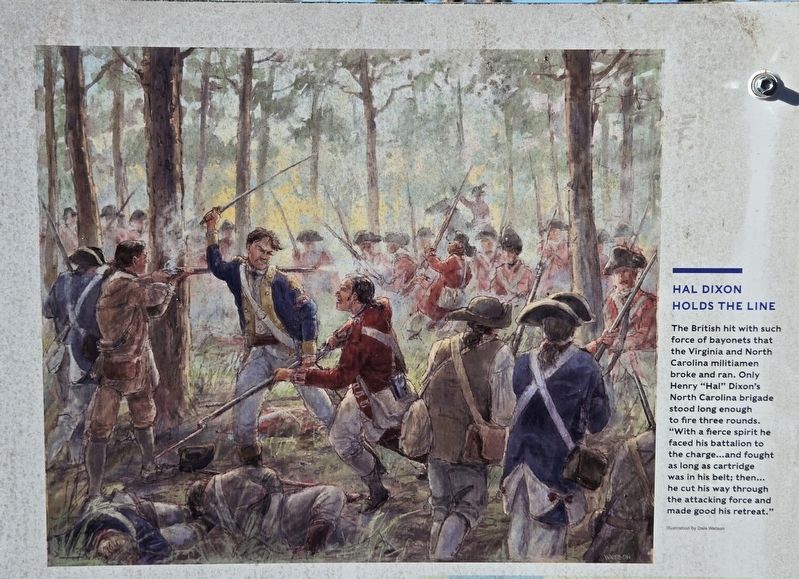 Hal Dixon Holds the Line painting (upper right corner). Click for full size. Hal Dixon Holds the Line painting (upper right corner) image. Click for full size.