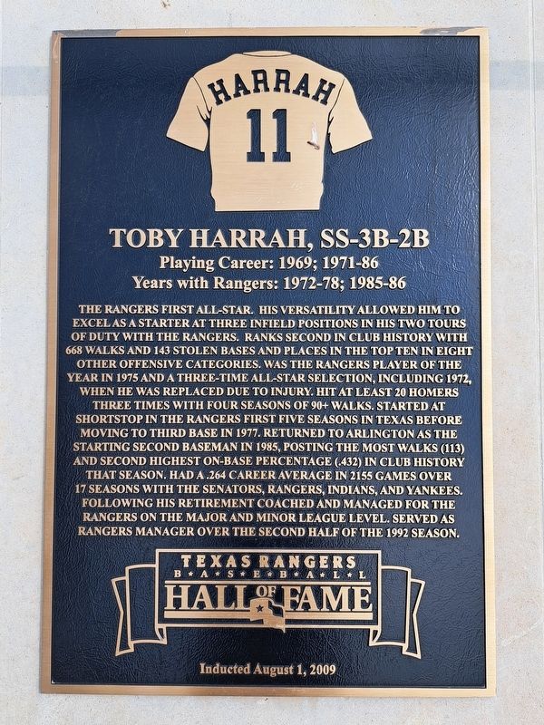 Toby Harrah, SS-3B-2B Marker image. Click for full size.
