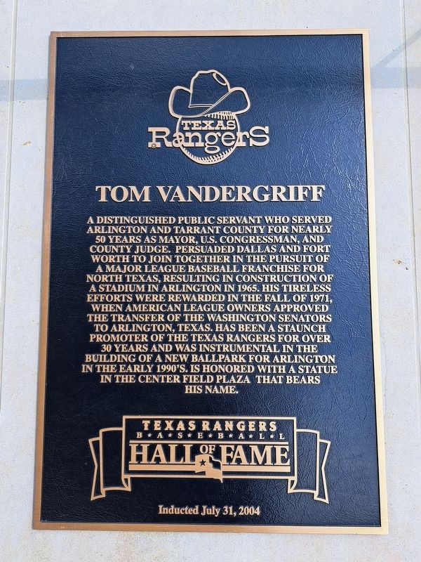 Tom Vandergriff Marker. Click for full size. Tom Vandergriff Marker image. Click for full size.