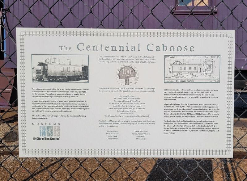 The Centennial Caboose Marker. Click for full size. The Centennial Caboose Marker image. Click for full size.