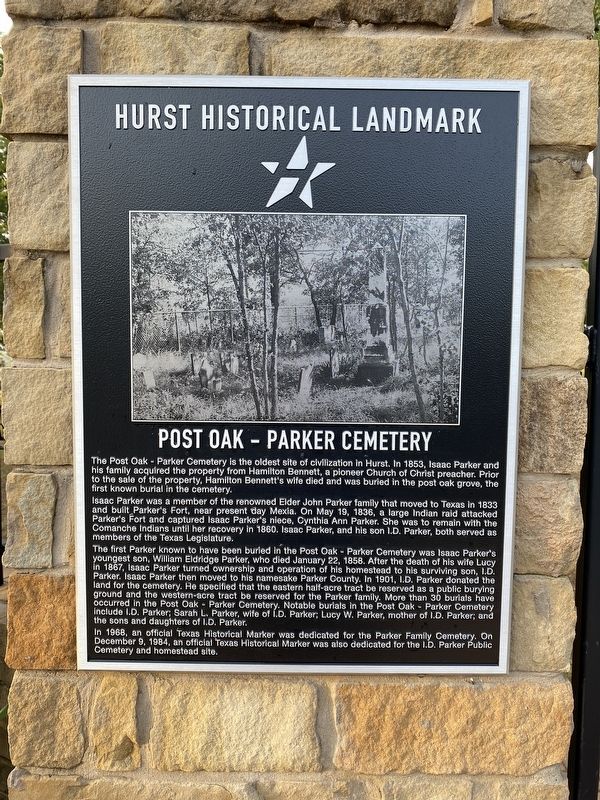 Post Oak-Parker Cemetery Marker image. Click for full size.