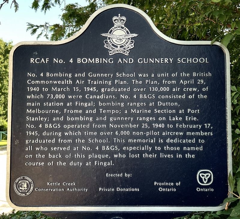 RCAF No. 4 Bombing and Gunnery School Marker. Click for full size. RCAF No. 4 Bombing and Gunnery School Marker image. Click for full size.