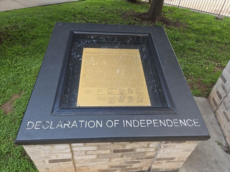 The Charters of Freedom Marker - replica display of the Declaration of Independence image. Click for full size.
