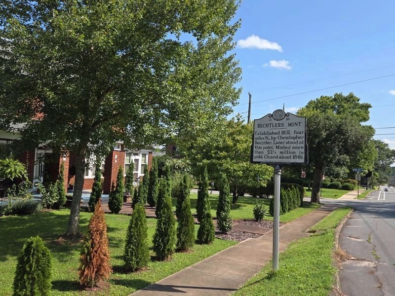 Bechtler's Mint Marker in front of current house image. Click for full size.