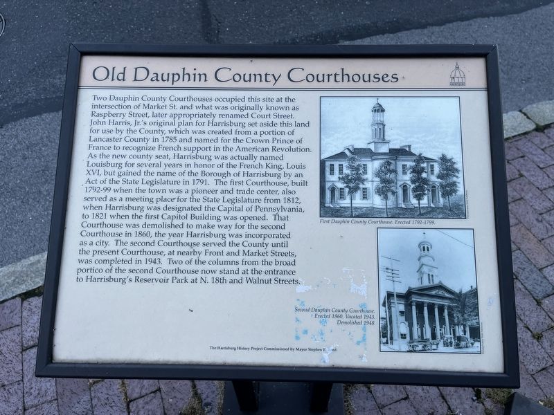 Old Dauphin County Courthouses Marker. Click for full size. Old Dauphin County Courthouses Marker image. Click for full size.