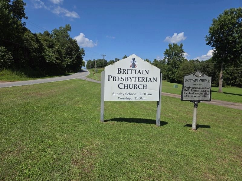 Brittain Church sign next to Marker. Click for full size. Brittain Church sign next to Marker image. Click for full size.
