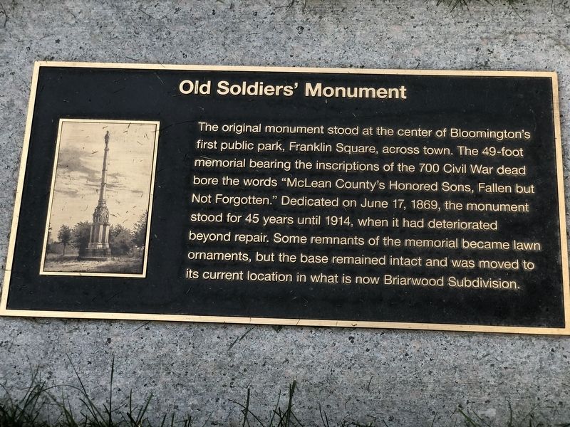 Old Soldiers' Monument Marker. Click for full size. Old Soldiers' Monument Marker image. Click for full size.
