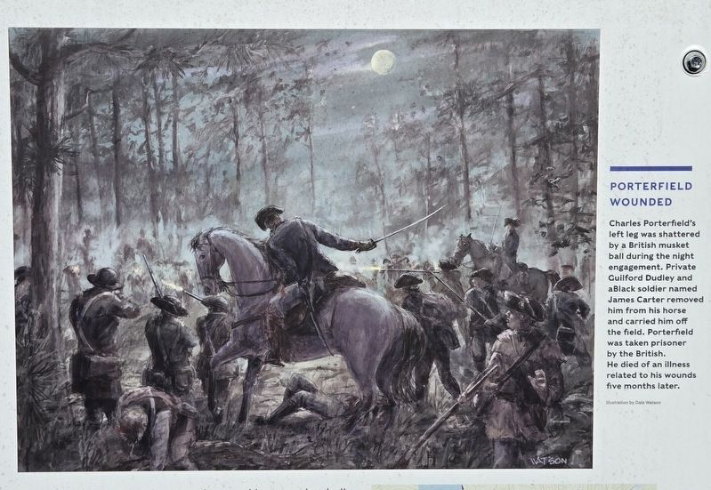 Closeup of Porterfield Wounded, upper right corner of marker. Click for full size. Closeup of Porterfield Wounded, upper right corner of marker image. Click for full size.