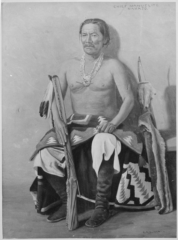 Artwork of Manuelito, a Navajo chief, full-length, seated. Click for full size. Artwork of Manuelito, a Navajo chief, full-length, seated image. Click for full size.