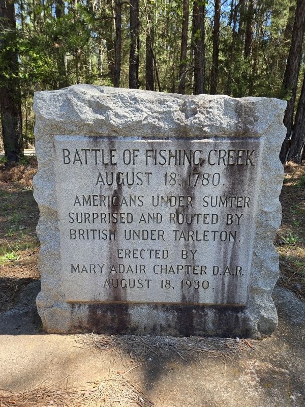 Battle of Fishing Creek Marker. Click for full size. Battle of Fishing Creek Marker image. Click for full size.