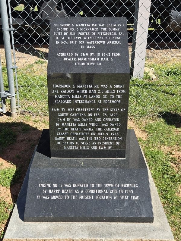 Edgemoor & Manetta Railway (E & M Ry.) Marker. Click for full size. Edgemoor & Manetta Railway (E & M Ry.) Marker image. Click for full size.