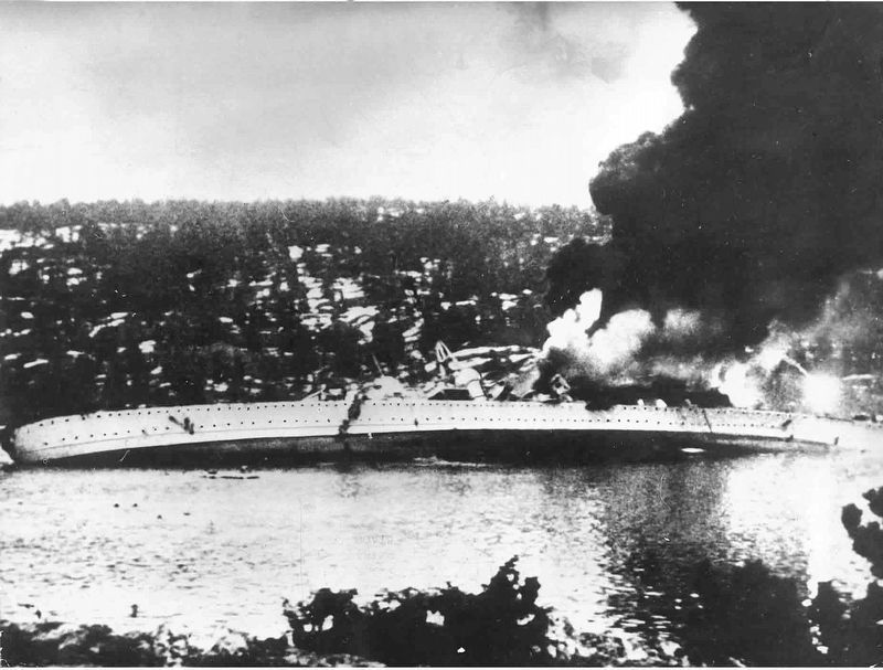 Blücher sinking. Click for full size. Blücher sinking image. Click for full size.