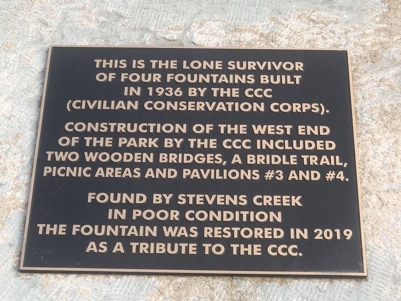 Civilian Conservation Corps Water Fountain Marker. Click for full size. Civilian Conservation Corps Water Fountain Marker image. Click for full size.