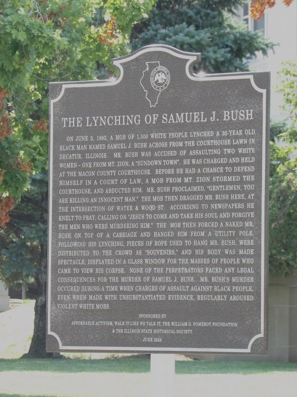 The Lynching of Samuel J. Bush Marker image. Click for full size.