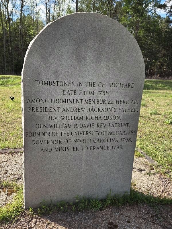 Waxhaw Presbyterian Church Monument back side image. Click for full size.