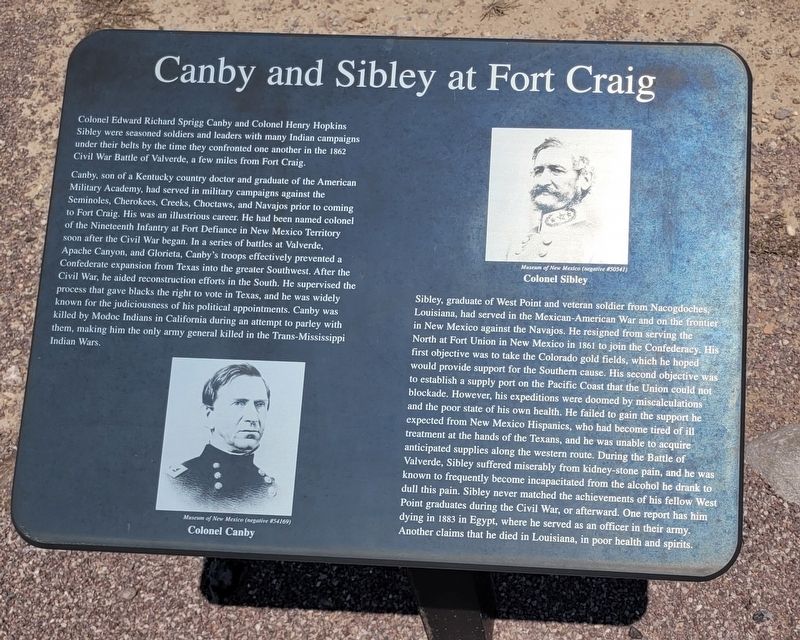 Canby and Sibley at Fort Craig Marker image. Click for full size.