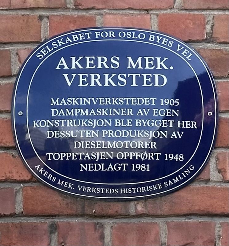 Akers Mekaniske Verksted Marker. Click for full size. Akers Mekaniske Verksted Marker image. Click for full size.