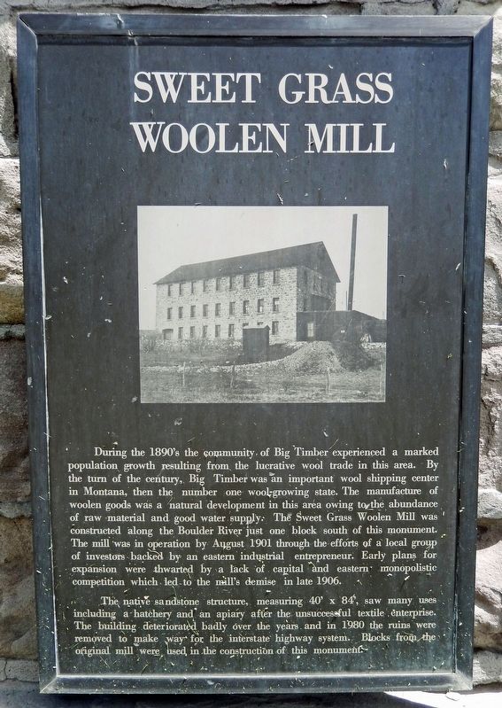 Sweet Grass Woolen Mill Marker. Click for full size. Sweet Grass Woolen Mill Marker image. Click for full size.