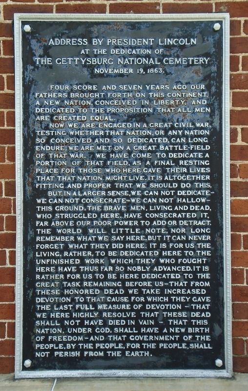 Address by President Lincoln Marker. Click for full size. Address by President Lincoln Marker image. Click for full size.