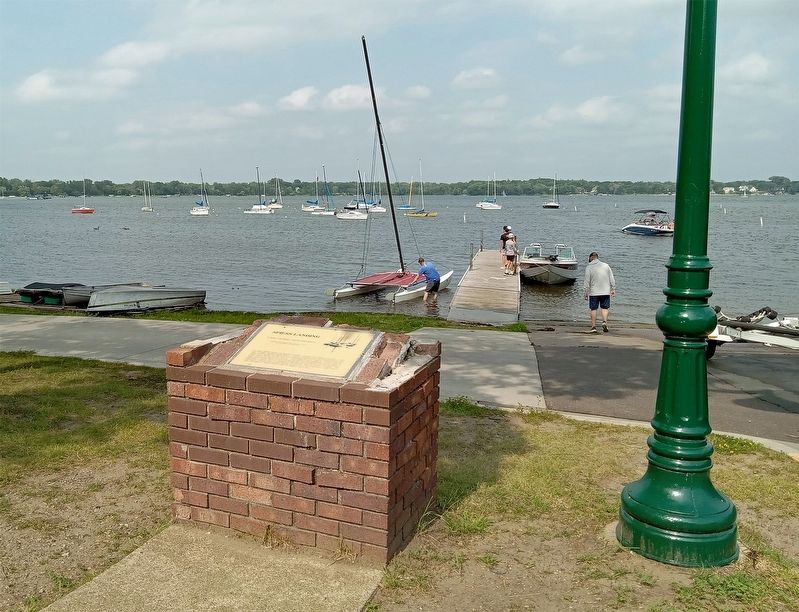 Spiess Landing Marker facing the boat ramp on White Bear Lake. Click for full size. Spiess Landing Marker facing the boat ramp on White Bear Lake image. Click for full size.