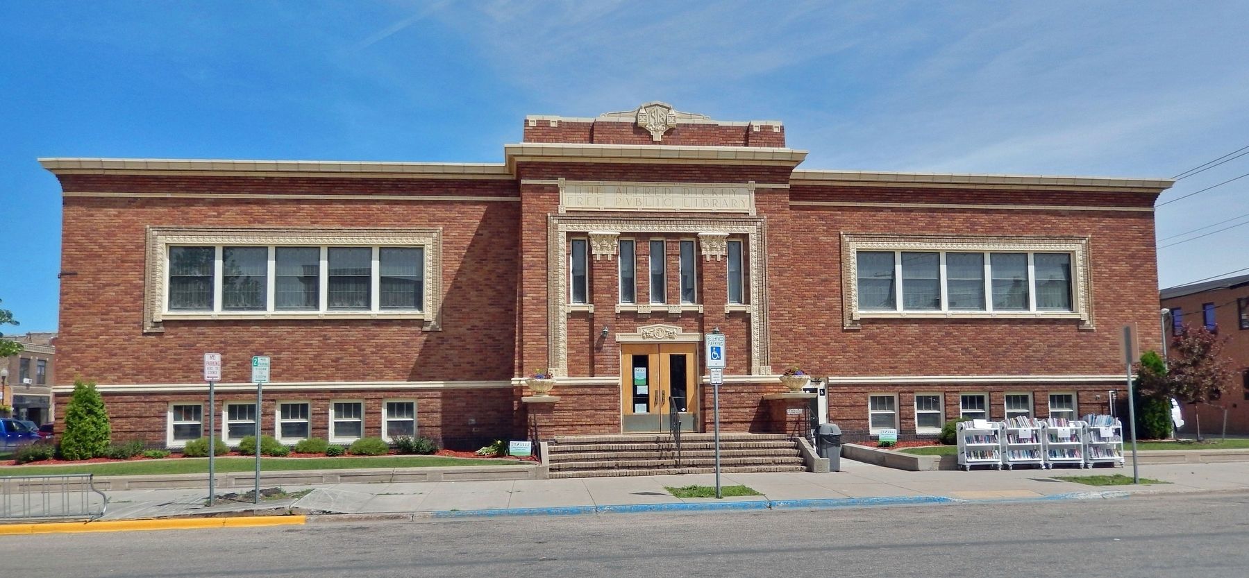 Alfred Dickey Free Public Library (<i>south/front elevation</i>). Click for full size. Alfred Dickey Free Public Library (<i>south/front elevation</i>) image. Click for full size.