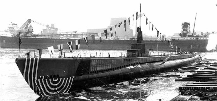U.S.S. Mero (SS-378) is buoyant after her launch, 17 January 1945. image. Click for full size.