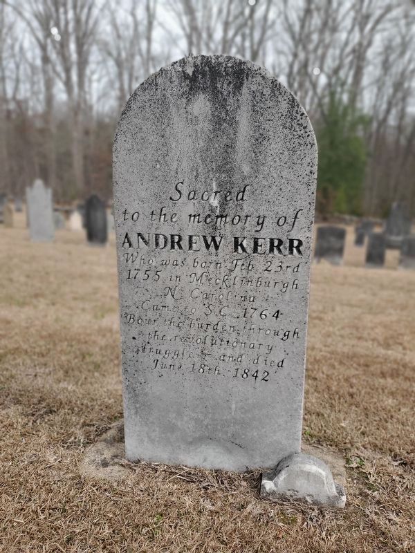 Burial site of Andrew Kerr listed on the marker image. Click for full size.