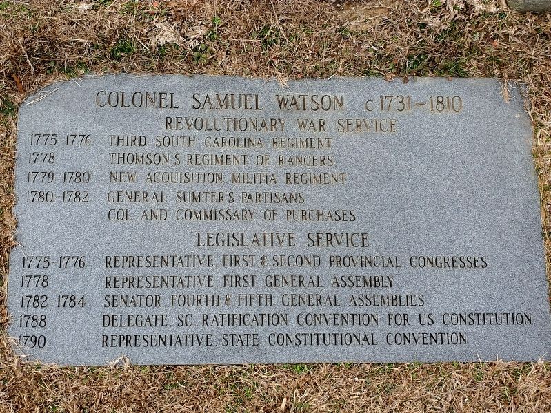 Colonel Samuel Watson gravesite listed on the marker image. Click for full size.