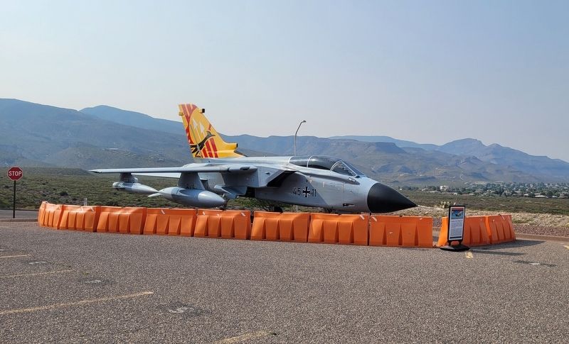 The view of the German Air Force Tornado 45+11 and Marker from the parking lot. Click for full size. The view of the German Air Force Tornado 45+11 and Marker from the parking lot image. Click for full size.