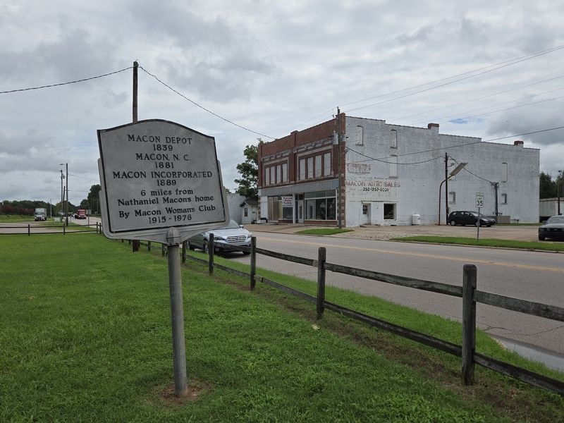 Wide view of Macon Depot 1839 Marker looking east to Macon. Click for full size. Wide view of Macon Depot 1839 Marker looking east to Macon image. Click for full size.