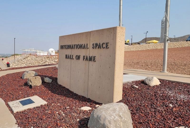 The view of the World's First Astrochimp Ham Marker on the ground at the museum parking lot. image. Click for full size.