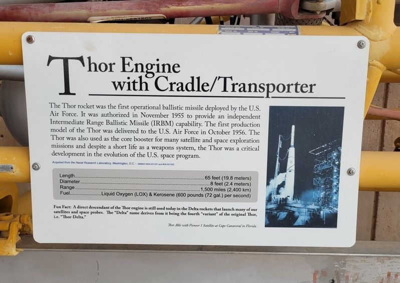 Thor Engine with Cradle/Transporter Marker. Click for full size. Thor Engine with Cradle/Transporter Marker image. Click for full size.
