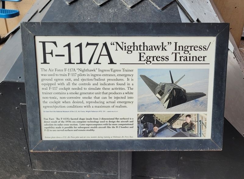 F-117A "Nighthawk" Ingress/Egress Trainer Marker. Click for full size. F-117A "Nighthawk" Ingress/Egress Trainer Marker image. Click for full size.