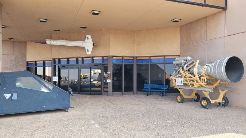 The F-117A "Nighthawk" Ingress/Egress Trainer and Marker at the entrance to the museum. Click for full size. The F-117A "Nighthawk" Ingress/Egress Trainer and Marker at the entrance to the museum image. Click for full size.