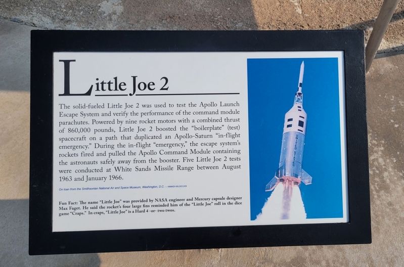 Little Joe 2 Marker. Click for full size. Little Joe 2 Marker image. Click for full size.