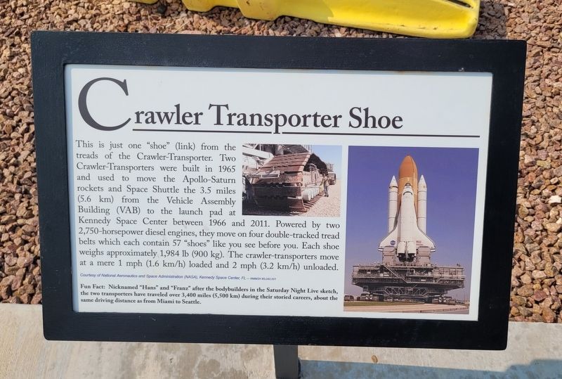 Crawler Transporter Shoe Marker. Click for full size. Crawler Transporter Shoe Marker image. Click for full size.