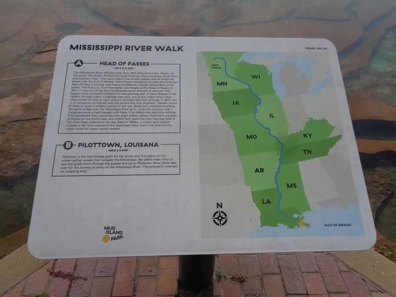 Head of Passes/Pilottown, Louisiana Marker image. Click for full size.